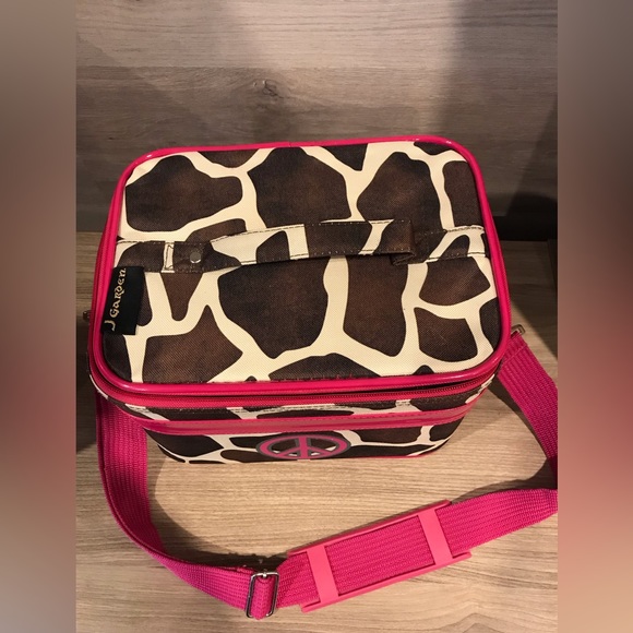 Giraffe Print ,Peace Sign Travel cosmetic Case /Bag /Suitcase Hard Case - Picture 5 of 8